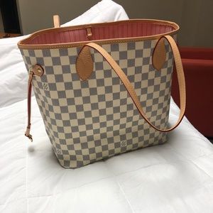 No brand tote D Azur print rose interior MM w/pochette